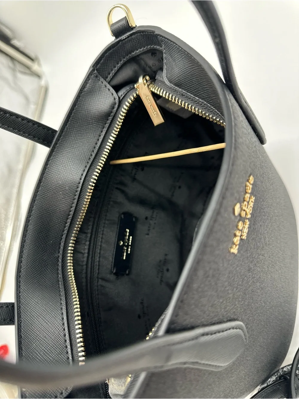kate spade Black Glitter Tote with Detachable Strap